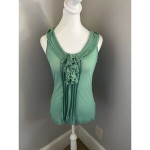 The Limited Vintage Mesh Mint Ruffled Tank Top Small